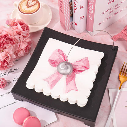 FYSUIMU 100Pcs Pink Bow Paper Napkin Coquette Bowknot Disposable Luncheon Napkins Scalloped Dessert Dinner Hand Napkin for Wedding Bridal Shower Bachelorette