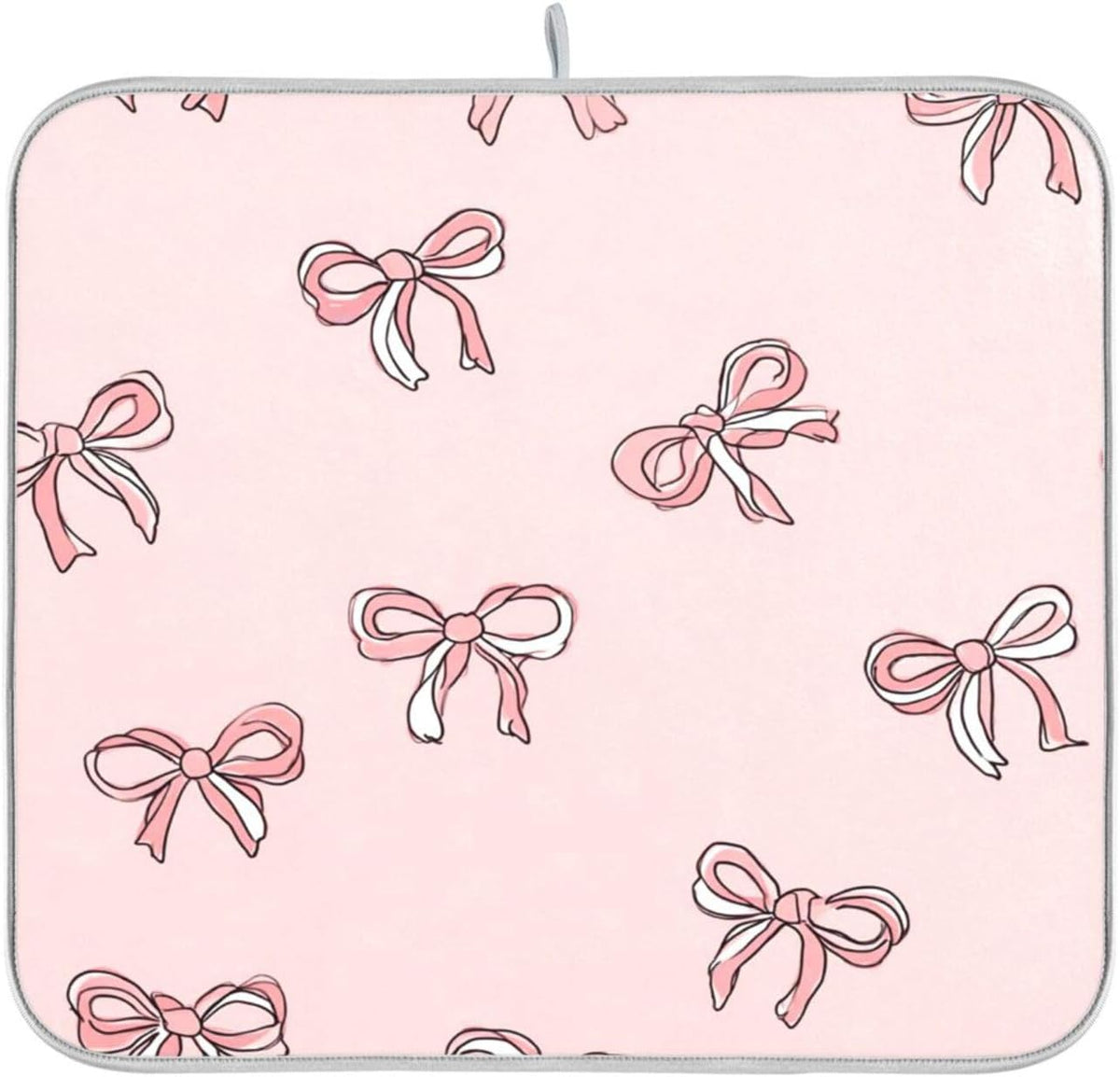 Pink Bows Light Pink Cute Dish Drying Mat for Counter Drying Kitchen Mats Coffee Bar Mats for Countertops Dishes Utensils Sinks 18 x 24 IN