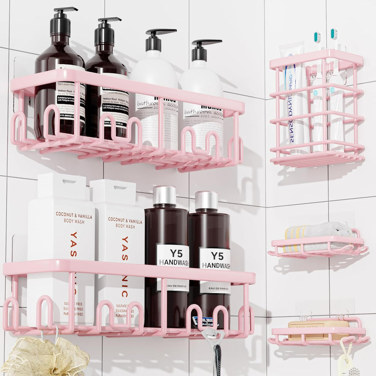 Shower Caddy Adhesive, Rustproof Shower Organizer, Wall Shower Rack