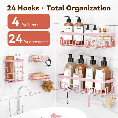 Shower Caddy Adhesive, Rustproof Shower Organizer, Wall Shower Rack