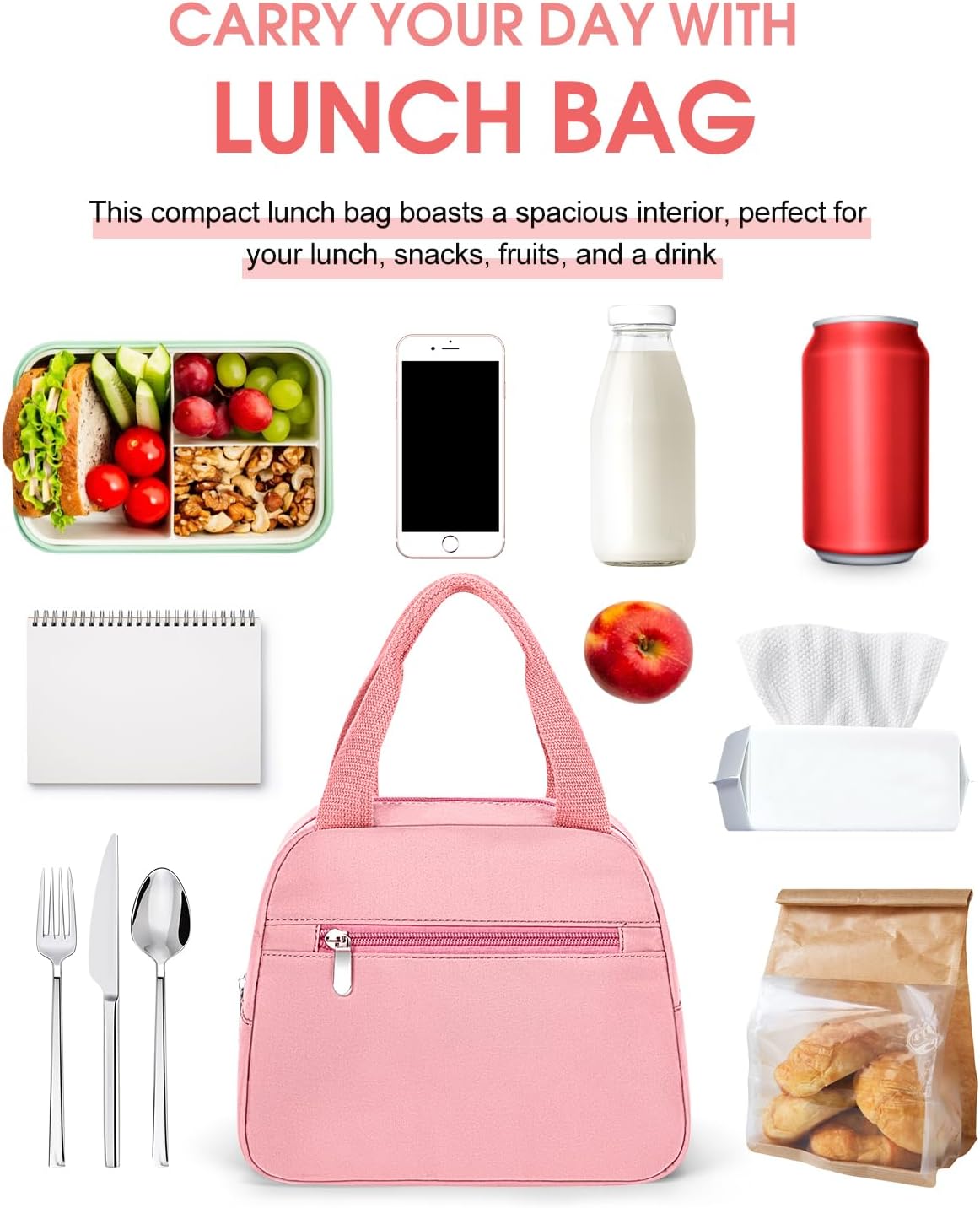 Lunch Bag, Small Insulated Lunch Box for Women