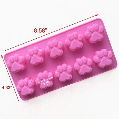 Elome Silicone Ice Tray Mini Animal Dog Cat Paw Print Cupcake Muffin Baking Cup Mold, Ice Cube Chocolate Soap Candle Tray Pink