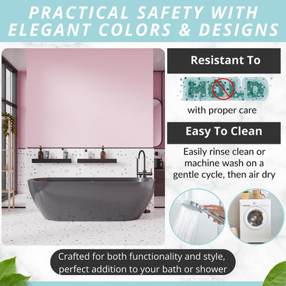 Non-Slip Bath Mat and Shower Mat 40x16 Extra Long, Clear Pink