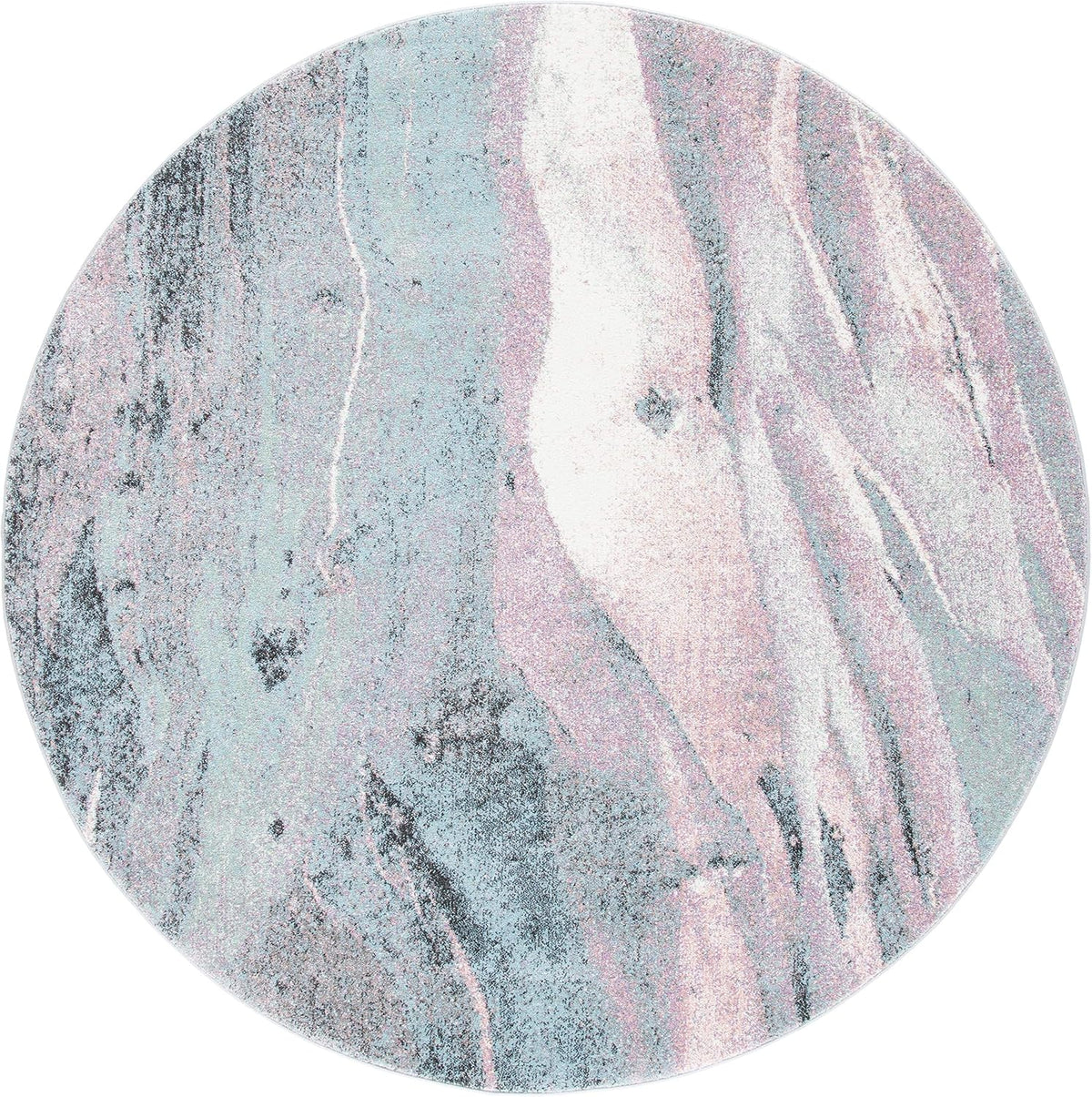 Glacier Collection Area Rug - 3' Round, Pink & Blue, Modern Abstract Design, Non-Shedding & Easy Care, Ideal for High Traffic Areas in Living Room, Bedroom (GLA126U)