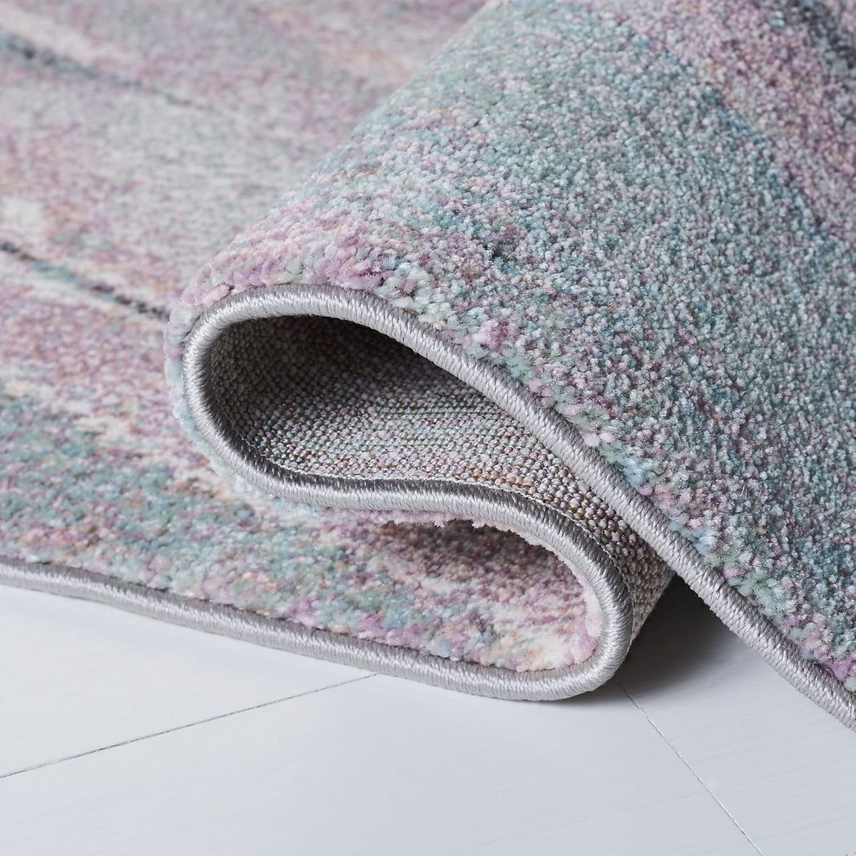 Glacier Collection Area Rug - 3' Round, Pink & Blue, Modern Abstract Design, Non-Shedding & Easy Care, Ideal for High Traffic Areas in Living Room, Bedroom (GLA126U)