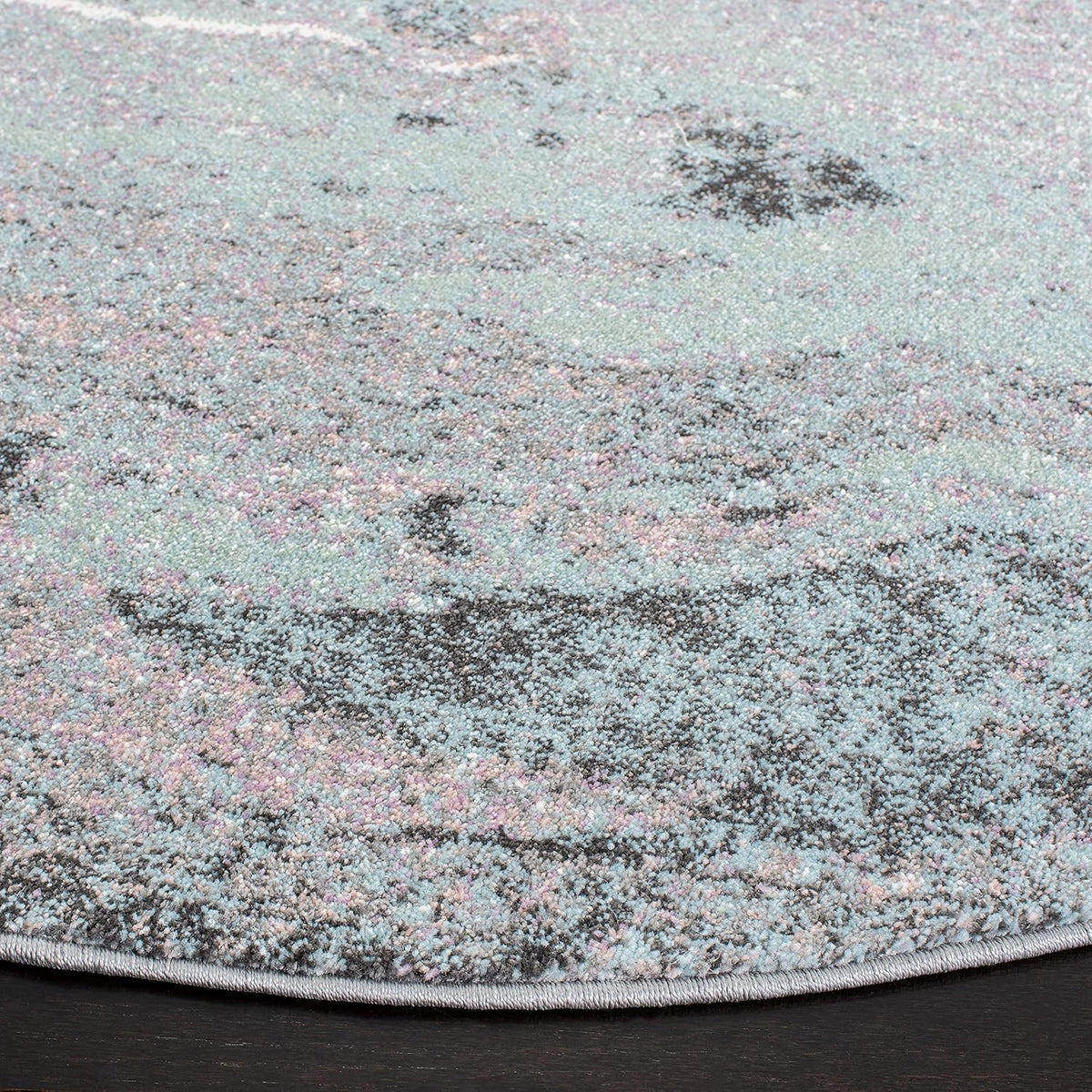Glacier Collection Area Rug - 3' Round, Pink & Blue, Modern Abstract Design, Non-Shedding & Easy Care, Ideal for High Traffic Areas in Living Room, Bedroom (GLA126U)