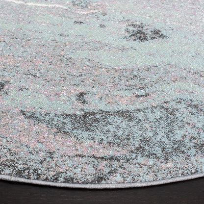 Glacier Collection Area Rug - 3' Round, Pink & Blue, Modern Abstract Design, Non-Shedding & Easy Care, Ideal for High Traffic Areas in Living Room, Bedroom (GLA126U)