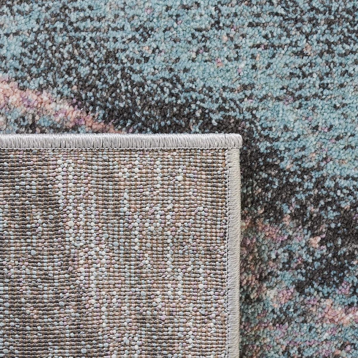 Glacier Collection Area Rug - 3' Round, Pink & Blue, Modern Abstract Design, Non-Shedding & Easy Care, Ideal for High Traffic Areas in Living Room, Bedroom (GLA126U)