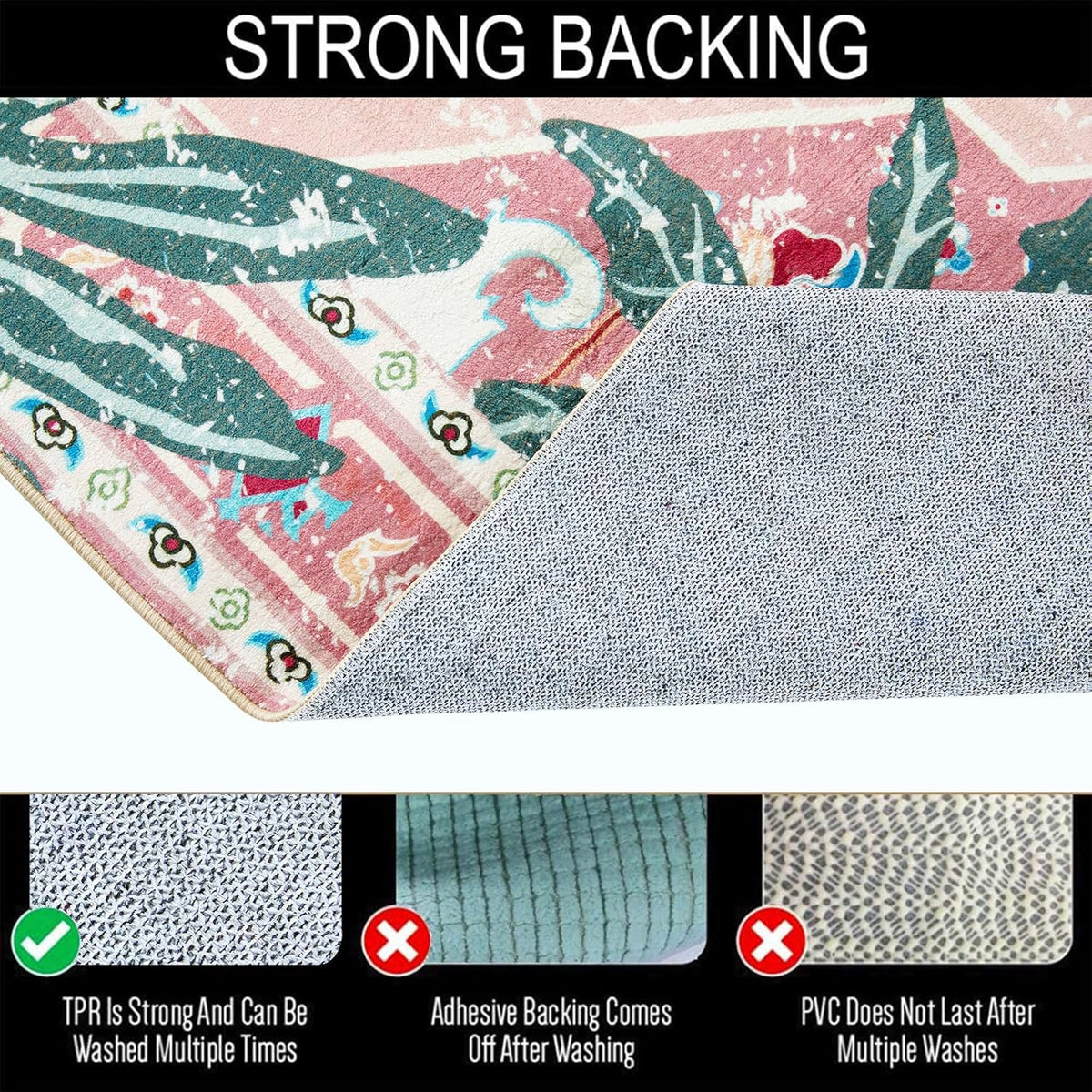 Tribal Rugs, 3x5 Pink Boho Small Area Rugs for Bathroom Kitchen Small Indoor Entryway Rug Modern Vintage Distressed Summer Tropical Jungle Carpet Non-Slip Washable