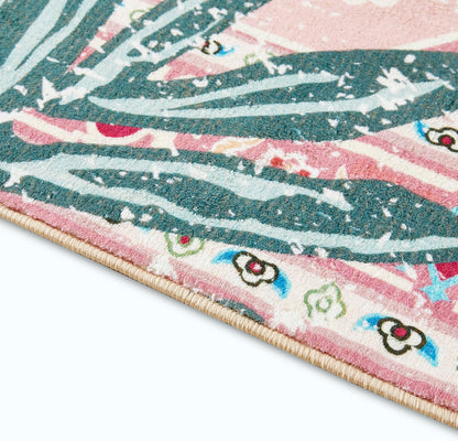 Tribal Rugs, 3x5 Pink Boho Small Area Rugs for Bathroom Kitchen Small Indoor Entryway Rug Modern Vintage Distressed Summer Tropical Jungle Carpet Non-Slip Washable