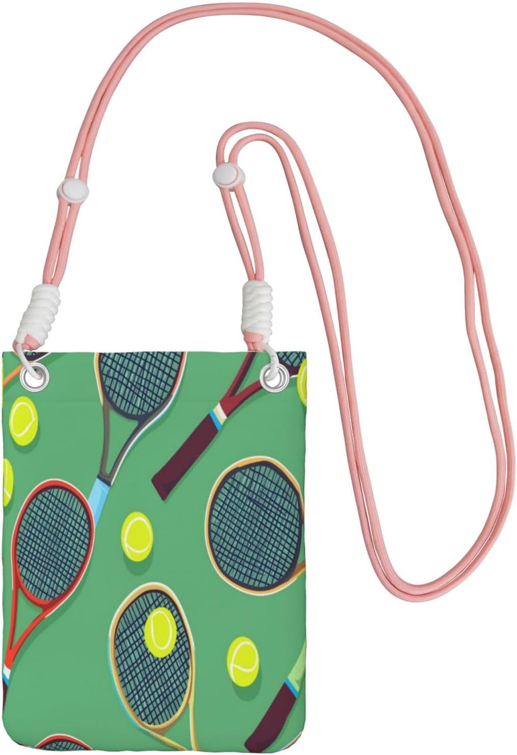 Pattern Of Tennis Rackets Balls Lightweight Crossbody Phone Small Casual Bag Black