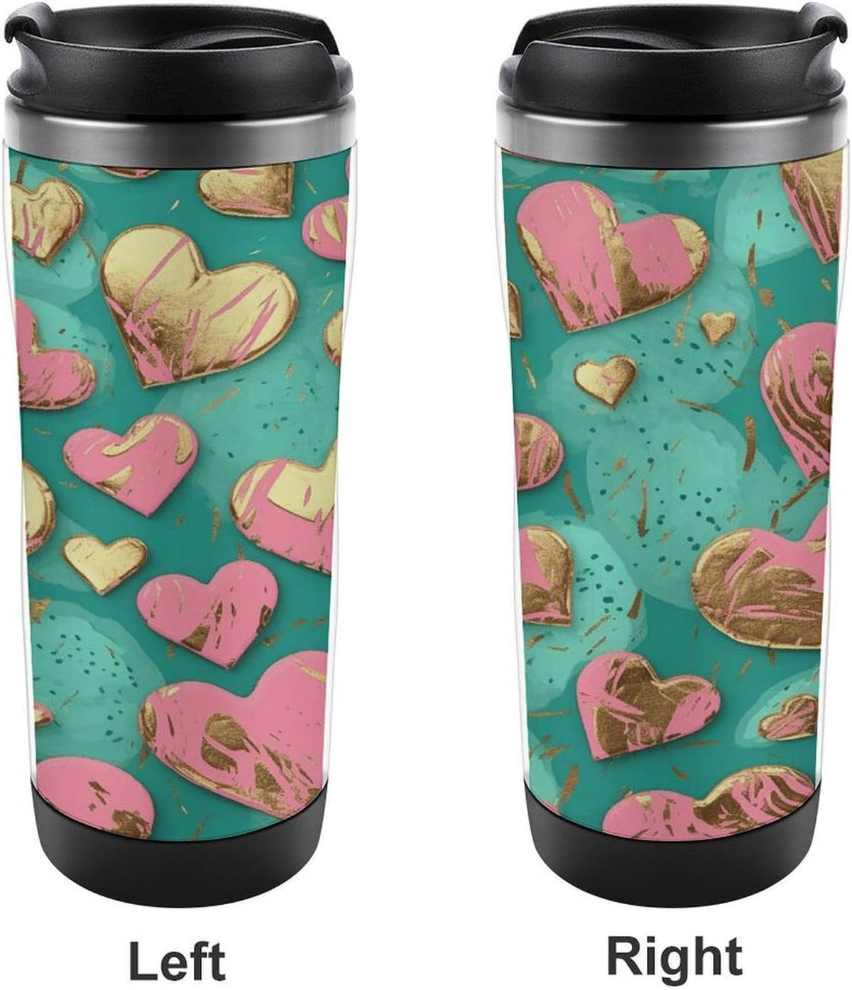Peach Heart Pattern Stainless Steel Travel Mug, Leak-proof Reusable Thermal Coffee Cup with Lid for Hot & Cold Drinks, Insulated Tumbler for Commuting And Travel