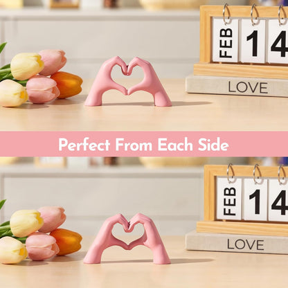 Pink Decor Living Room – Mini Small Heart Hands Sculpture – Shelf Decor Aesthetic – Cute Home Accent Table & Shelves – Love Statue - Gifts Girlfriend, Wife, Women, Teen Girls, Valentine (Pink, Mini)