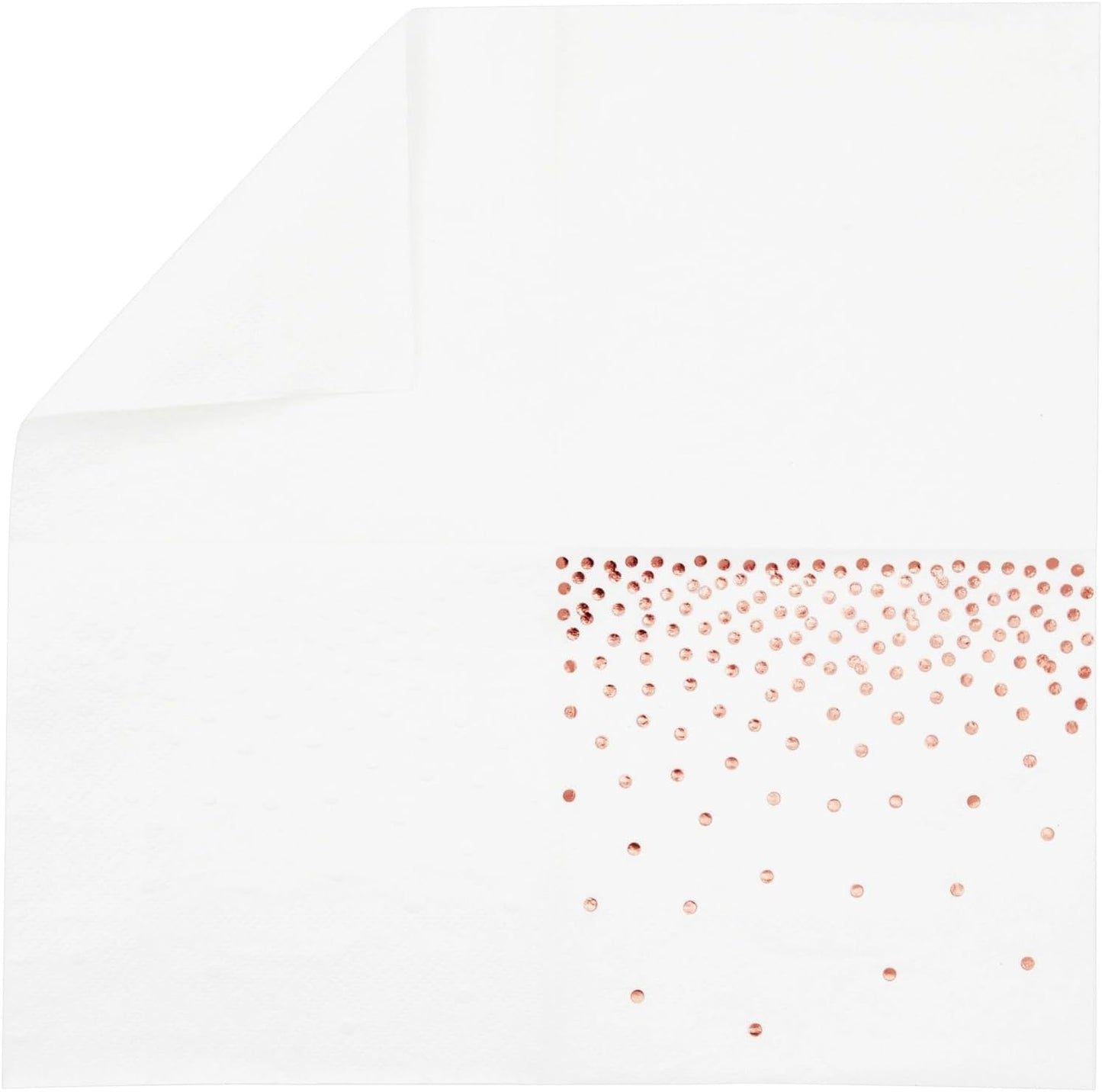 Rose Gold Confetti Cocktail Napkins - 5 x 5 in, 100 Count, 3-Ply Disposable - Polka Dotted Foil for Wedding Receptions & Bridal Showers - Beverage & Dessert Use