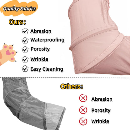 4 Ways Shuttled XL Cat Tunnel Bed for Indoor Cats Peekaboo Cat Cave Donut with Cool Mat (Pink)