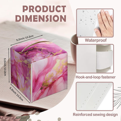 Pink Marble Decorative Square Leather Tissue Box Cover - Tissue Holder Gifts for Women Family and Friends on Birthday Housewarming Home Decor Decorative for Bathroom Kitchen Nightstands Office - A05