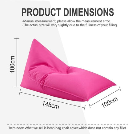Waterproof Bean Bag Chair Cover（No fillers） Outdoor Oxford Lazy Sofa Giant Triangular Beanbag Pouf Couch Beach Floating Pool Floor Seating Oversized Relaxation Soft Chaise Lounge(Pink)
