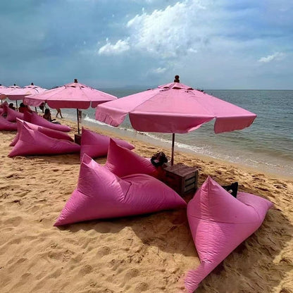 Waterproof Bean Bag Chair Cover（No fillers） Outdoor Oxford Lazy Sofa Giant Triangular Beanbag Pouf Couch Beach Floating Pool Floor Seating Oversized Relaxation Soft Chaise Lounge(Pink)