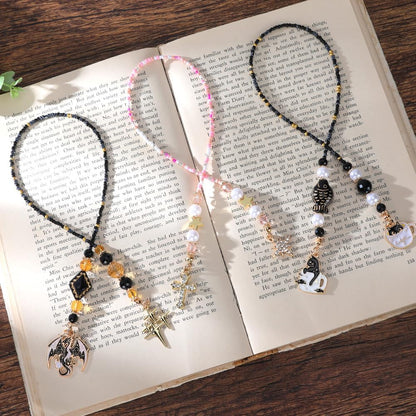 Christian Cross Beaded Bookmark, Pink Beaded Wire Metal Bookmark for Women & Man, Lightweight Aesthetics Book Mark for Book Lovers Student Teacher Bookish Accessories Gift