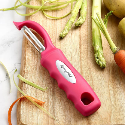 Swivel Vegetable Peeler for Kitchen w/Soft Grip Handle, Pink