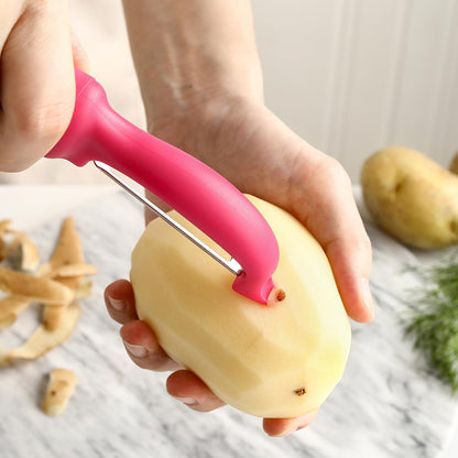 Swivel Vegetable Peeler for Kitchen w/Soft Grip Handle, Pink