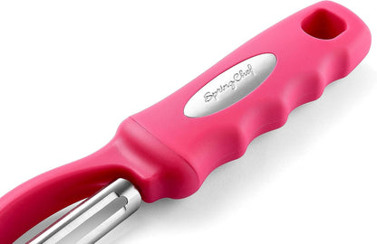 Swivel Vegetable Peeler for Kitchen w/Soft Grip Handle, Pink