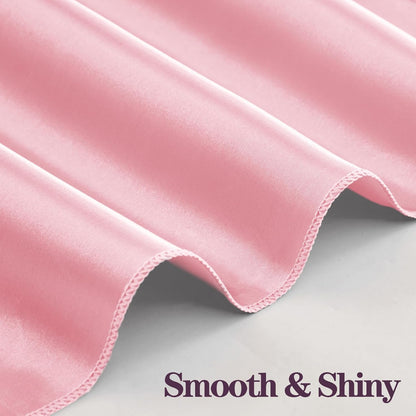 Light Pink Satin Napkins and Napkin Rings Set of 50, 17 x 17 Inch