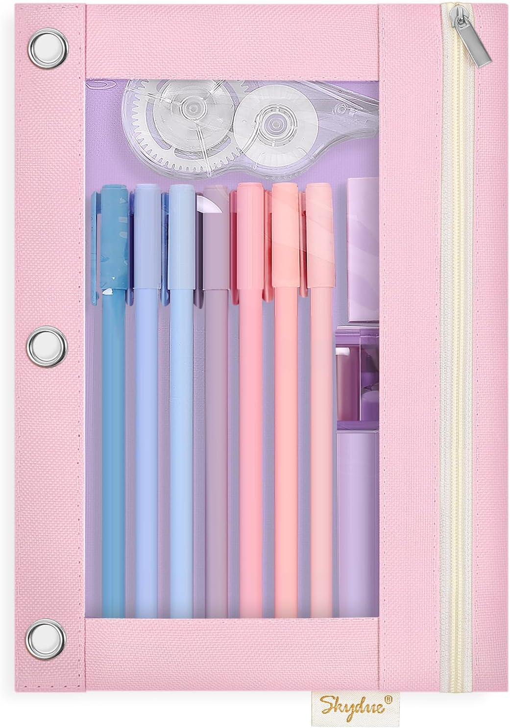 Pencil Pouch for 3 Ring Binder, 9.8" x 7.3" Clear Window Pencil Bag