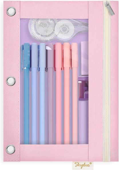 Pencil Pouch for 3 Ring Binder, 9.8" x 7.3" Clear Window Pencil Bag