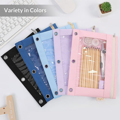 Pencil Pouch for 3 Ring Binder, 9.8" x 7.3" Clear Window Pencil Bag