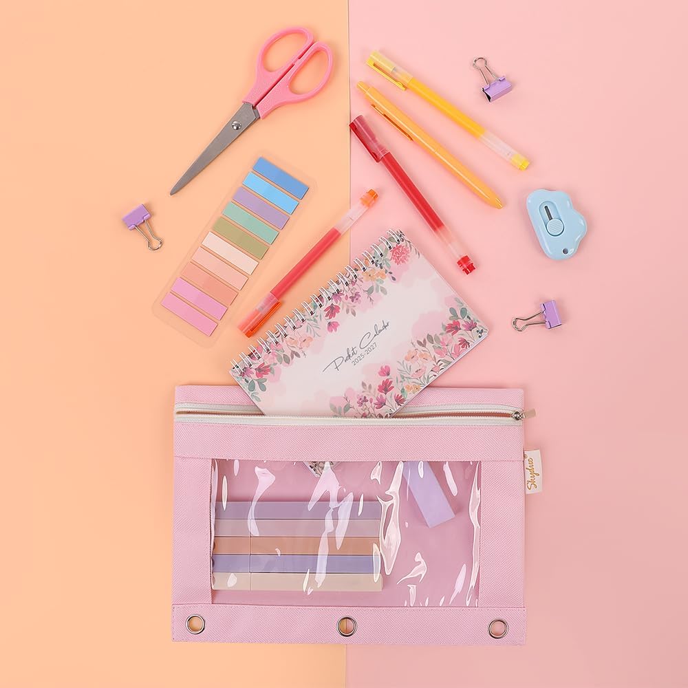 Pencil Pouch for 3 Ring Binder, 9.8" x 7.3" Clear Window Pencil Bag