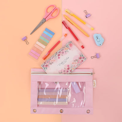 Pencil Pouch for 3 Ring Binder, 9.8" x 7.3" Clear Window Pencil Bag