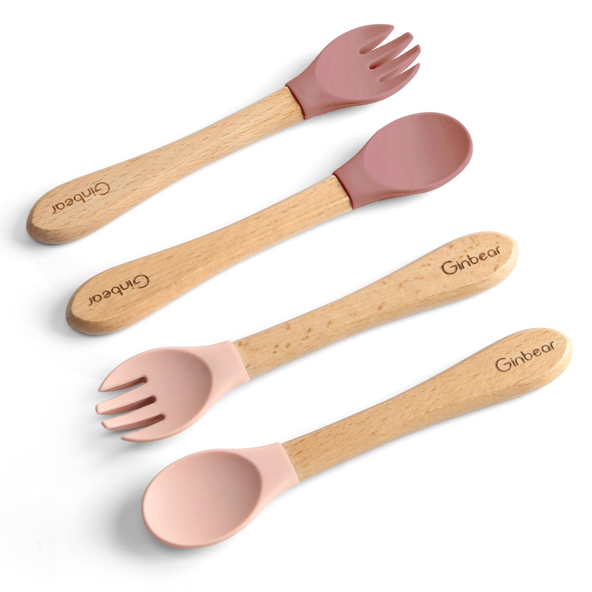 Baby Utensils 12-18 Months 4 Piece Set (Mauve/Pink)