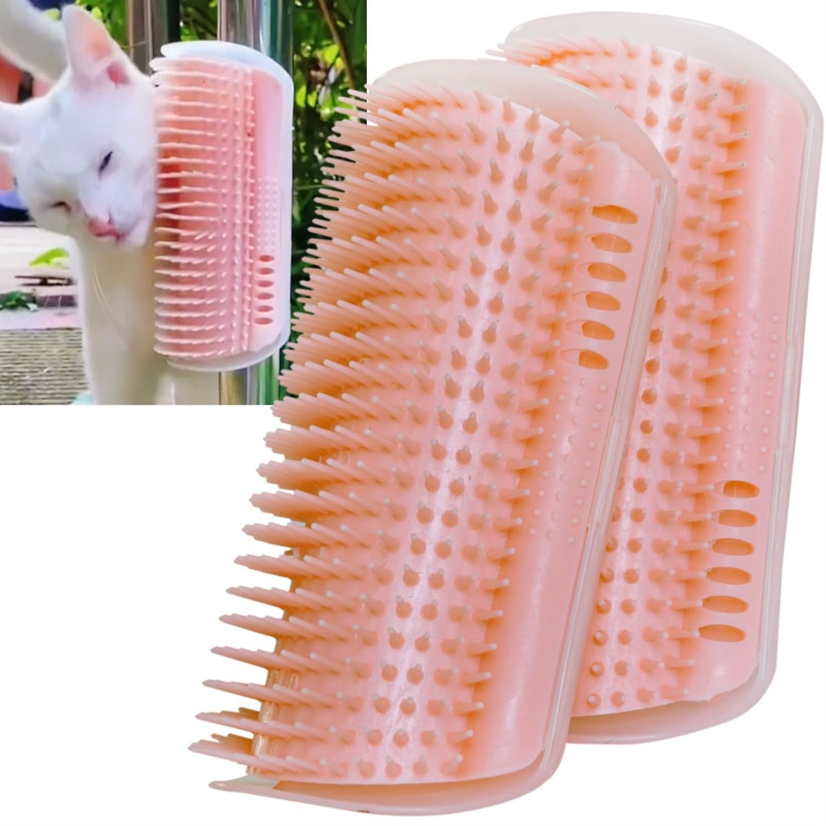 miwoowim 2 Pack 6.1" Extended Cat Self Groomer, Wall Corner Massage Brush