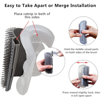 miwoowim 2 Pack 6.1" Extended Cat Self Groomer, Wall Corner Massage Brush