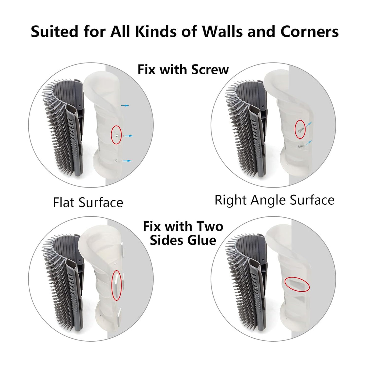 miwoowim 2 Pack 6.1" Extended Cat Self Groomer, Wall Corner Massage Brush