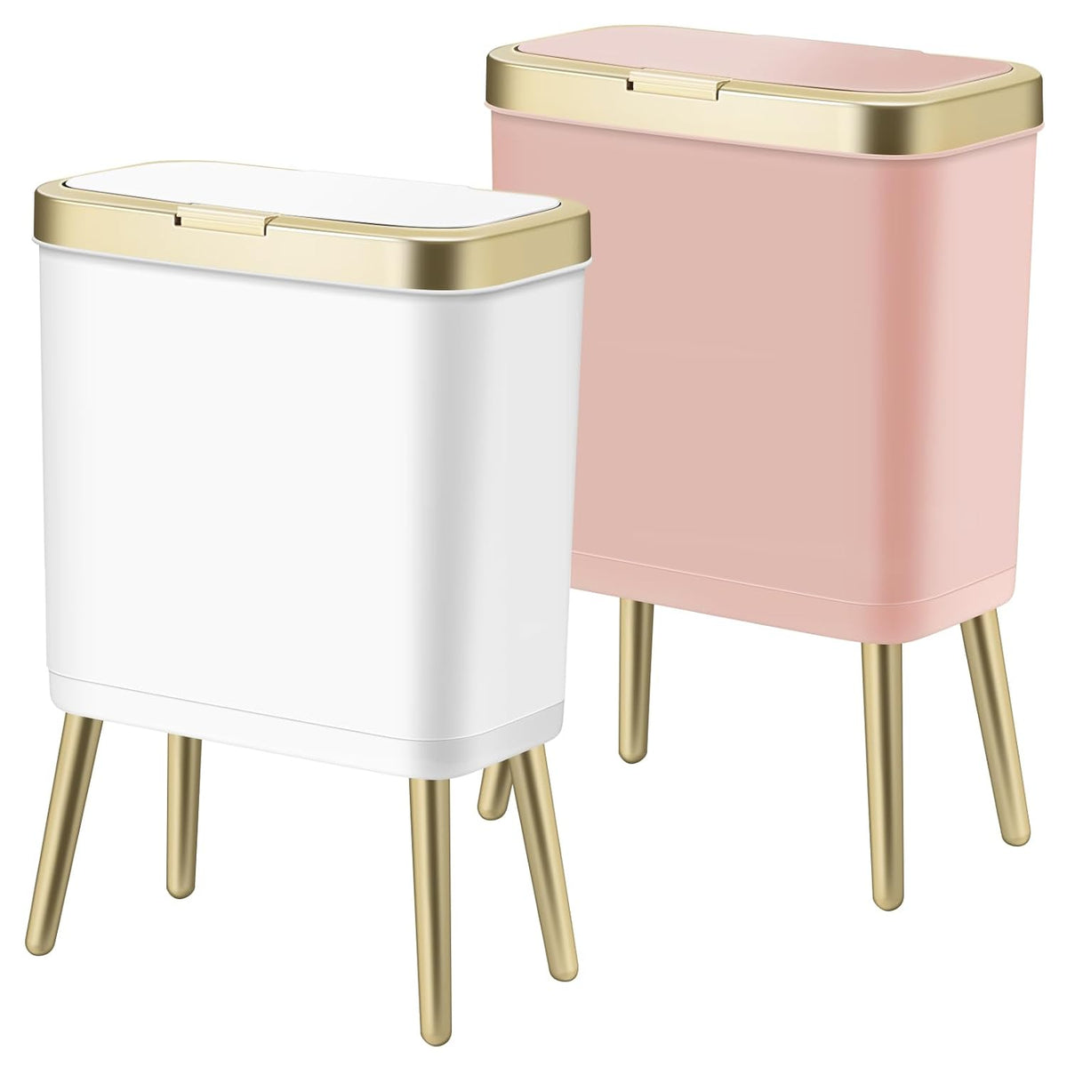 Procade 2Pack 4 Gallon Gold Bathroom Trash Can,White and Pink Garbage Cans
