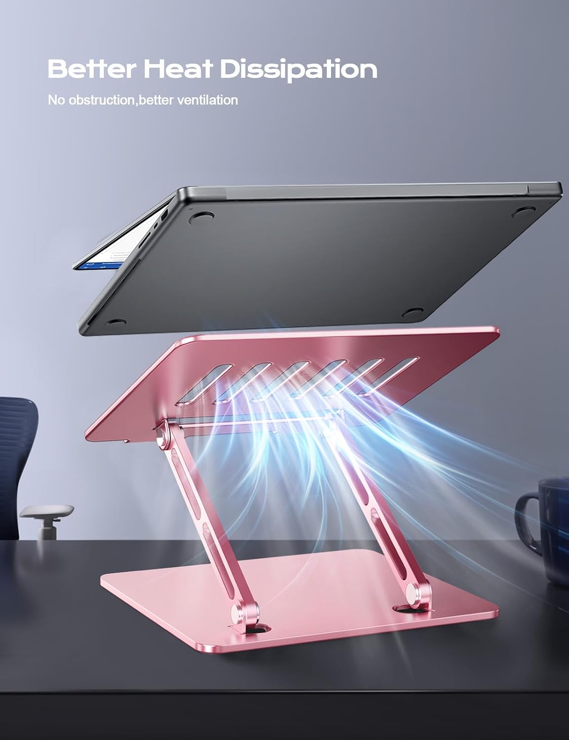 Aluminum Laptop Stand, Laptop Stand for Desk Ergonomic -Pink