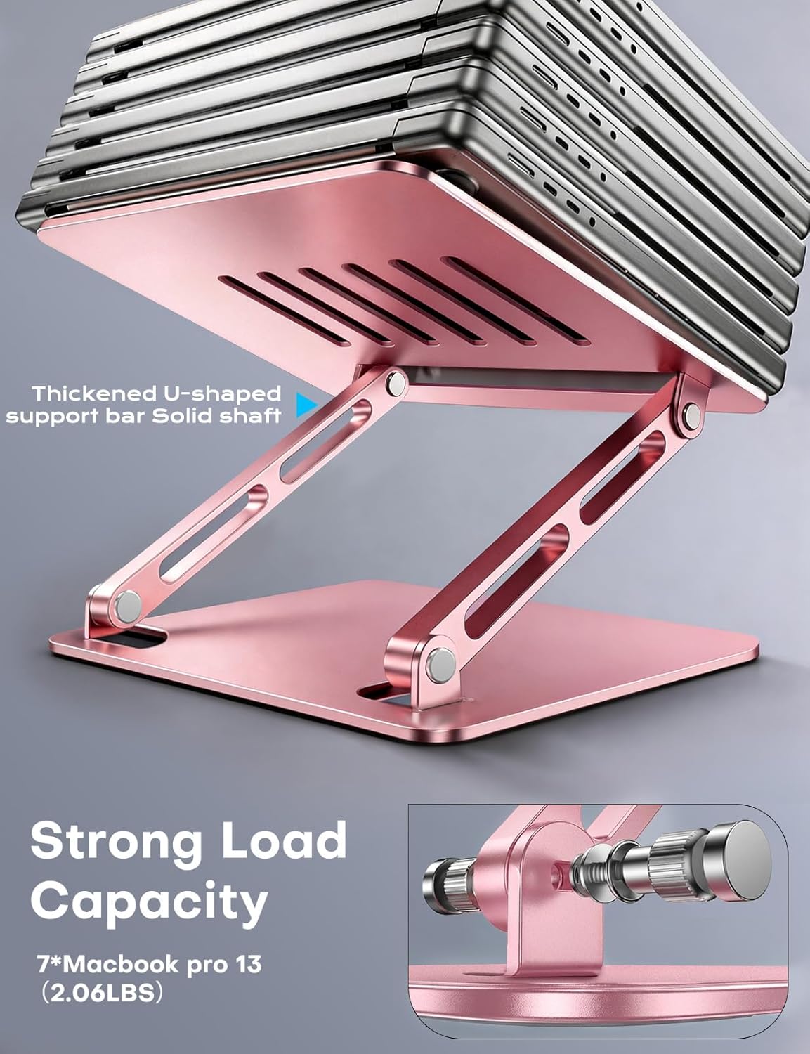 Aluminum Laptop Stand, Laptop Stand for Desk Ergonomic -Pink