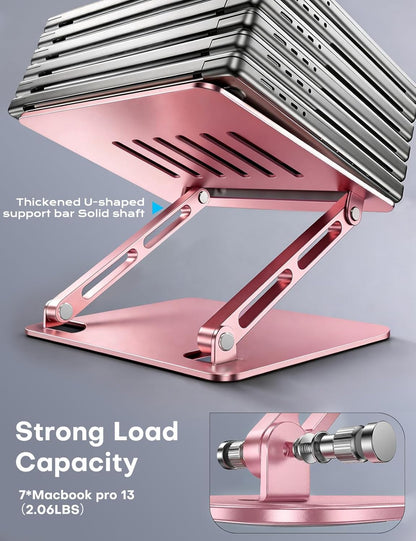 Aluminum Laptop Stand, Laptop Stand for Desk Ergonomic -Pink