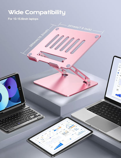 Aluminum Laptop Stand, Laptop Stand for Desk Ergonomic -Pink