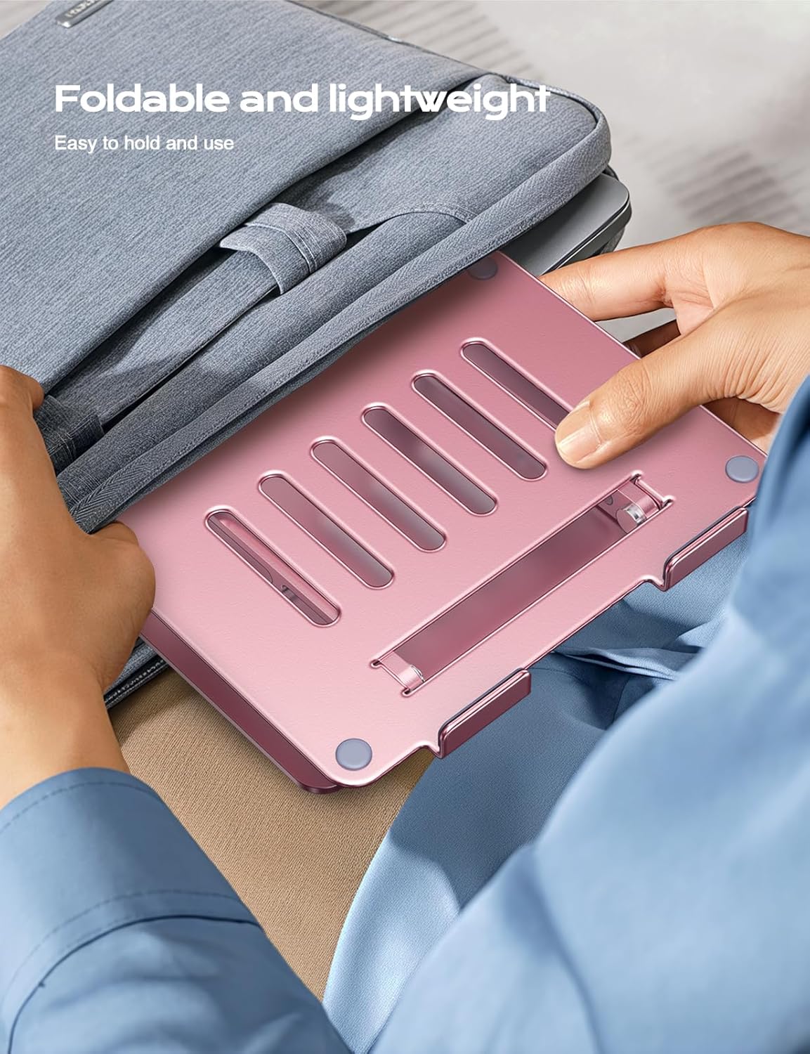 Aluminum Laptop Stand, Laptop Stand for Desk Ergonomic -Pink