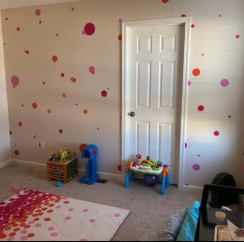 Pastel Polka Dot Wall Decals -Girls Room Decor Stickers Living Room Bedroom, Bathroom, Playroom, Baby Nursery Toddler to Teen DIY Decoration (Pink)