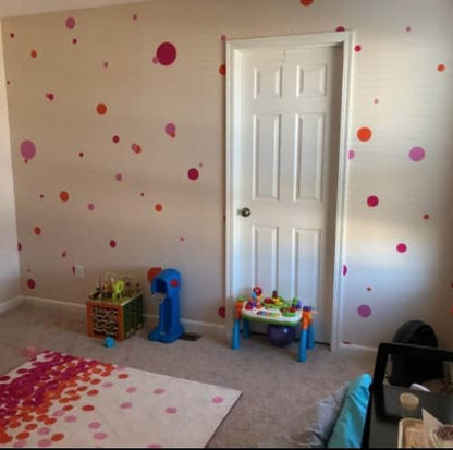 Pastel Polka Dot Wall Decals -Girls Room Decor Stickers Living Room Bedroom, Bathroom, Playroom, Baby Nursery Toddler to Teen DIY Decoration (Pink)