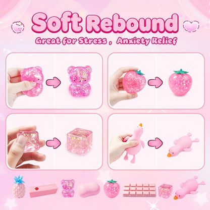 8 Pack Squishy Box,Stress Relief Sensory Squeeze Fidget Toys kit