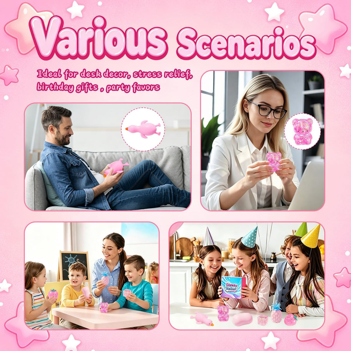 8 Pack Squishy Box,Stress Relief Sensory Squeeze Fidget Toys kit