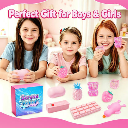 8 Pack Squishy Box,Stress Relief Sensory Squeeze Fidget Toys kit