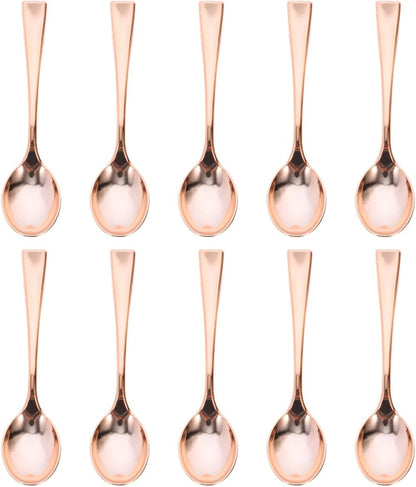 Mini Spoons 24 pcs Rose Gold Plastic Dessert Spoons Disposable Cake Spoons for Ice Cream Jelly Pudding Appetizers Home Shop Party 3.85 in