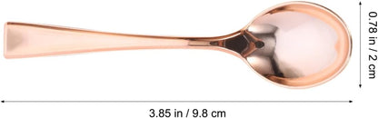 Mini Spoons 24 pcs Rose Gold Plastic Dessert Spoons Disposable Cake Spoons for Ice Cream Jelly Pudding Appetizers Home Shop Party 3.85 in