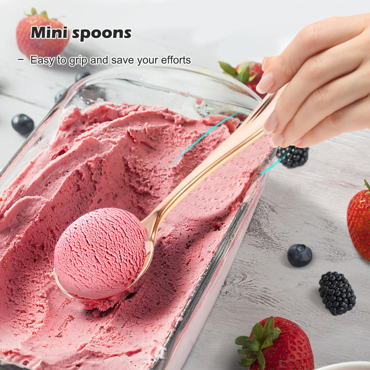 Mini Spoons 24 pcs Rose Gold Plastic Dessert Spoons Disposable Cake Spoons for Ice Cream Jelly Pudding Appetizers Home Shop Party 3.85 in